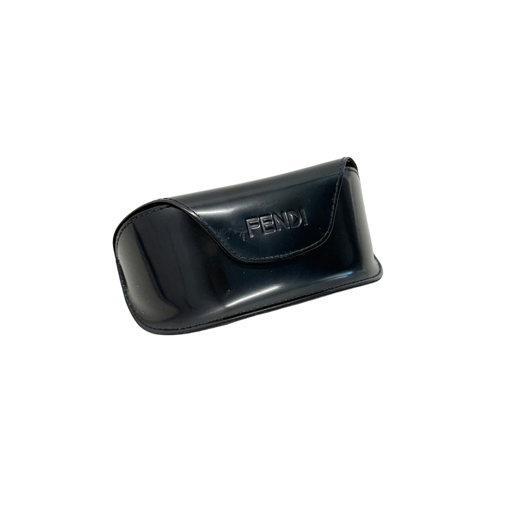 Fendi Black Patent Leather Sunglasses Case Hard Shell Fold Over Logo